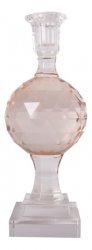 Ljusstake i kristall på fot, peach -25,5cm