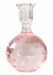 Ljusstake i kristall med gravering, pink -16,5cm