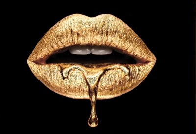 Glastavla Golden lips 80x120 cm 