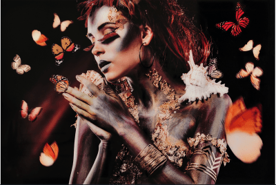 Kvinna fjärilar, brun 120x80